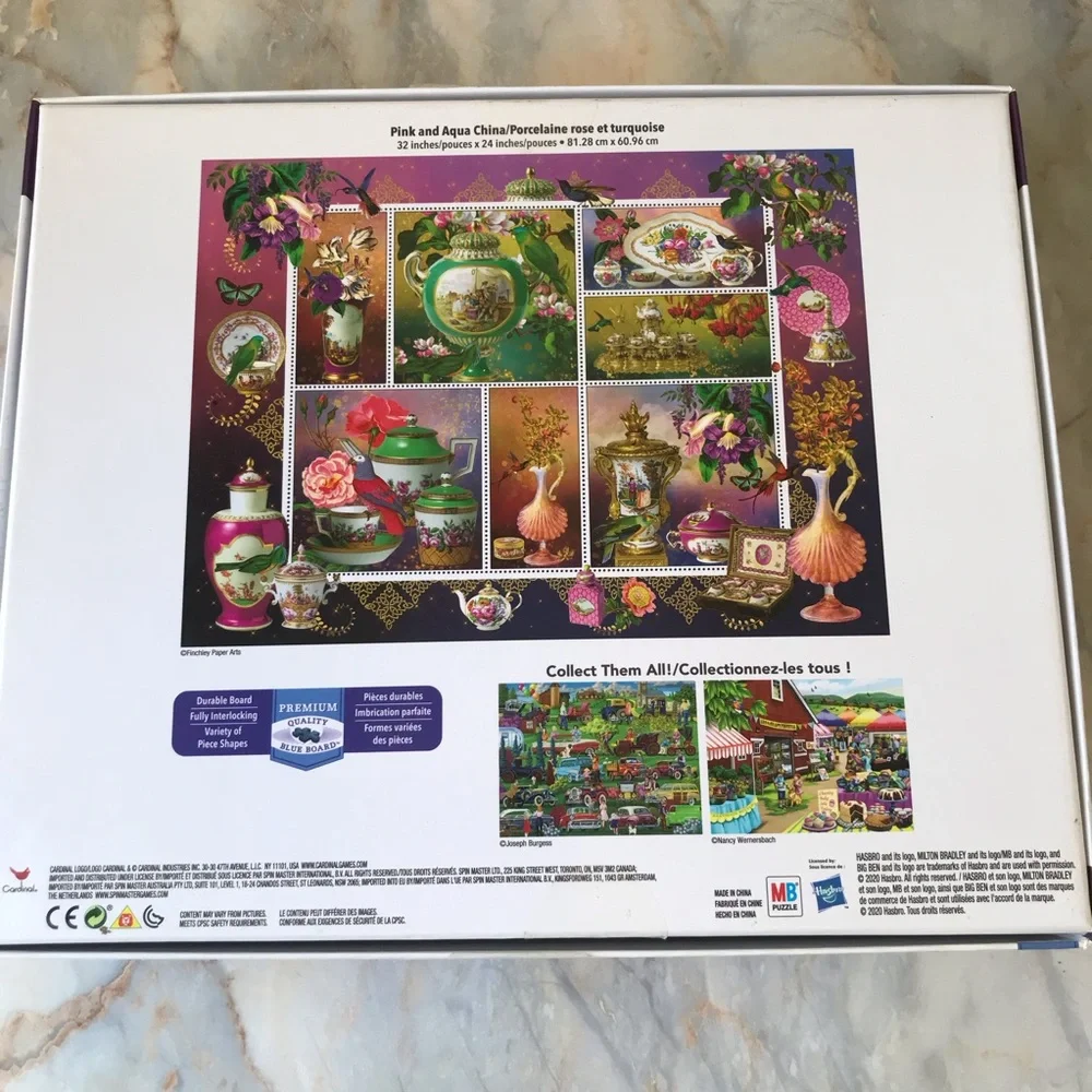 Finchley Paper Arts 2000-Piece Puzzle Pink and Aqua China Teapots Stamps